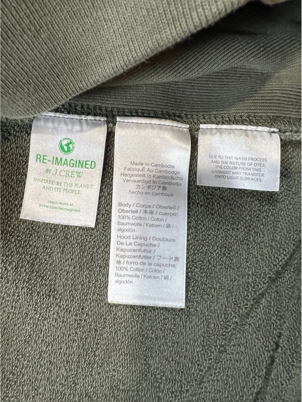 J.Crew Mens Heavyweight Fleece Hoodie Size XLT Olive Green